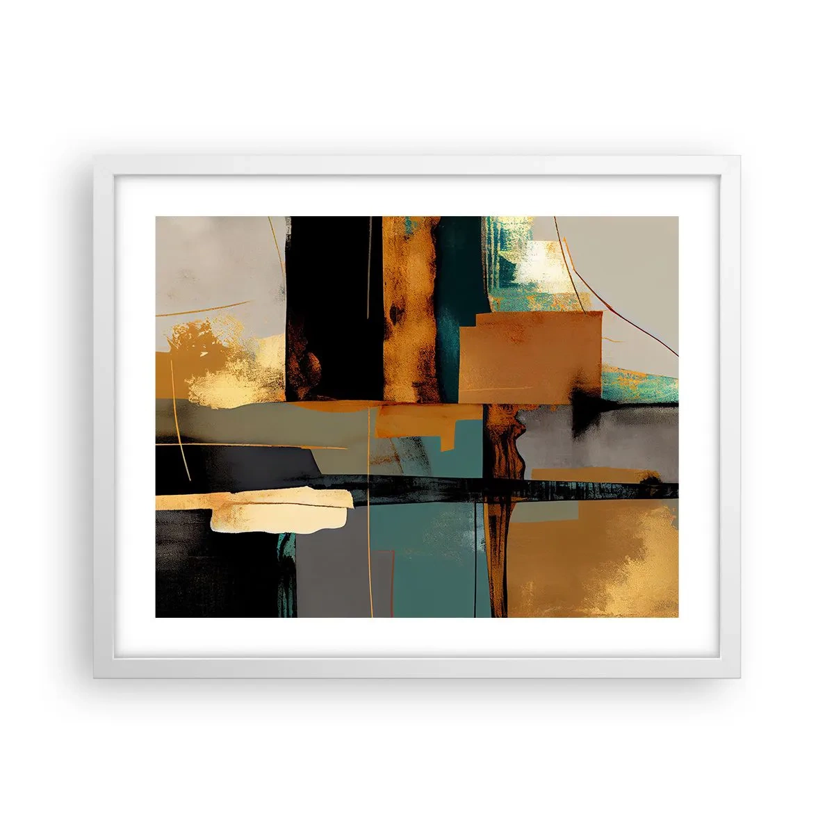 Póster en marco blanco - Abstracción: luces y sombras - 50x40 cm