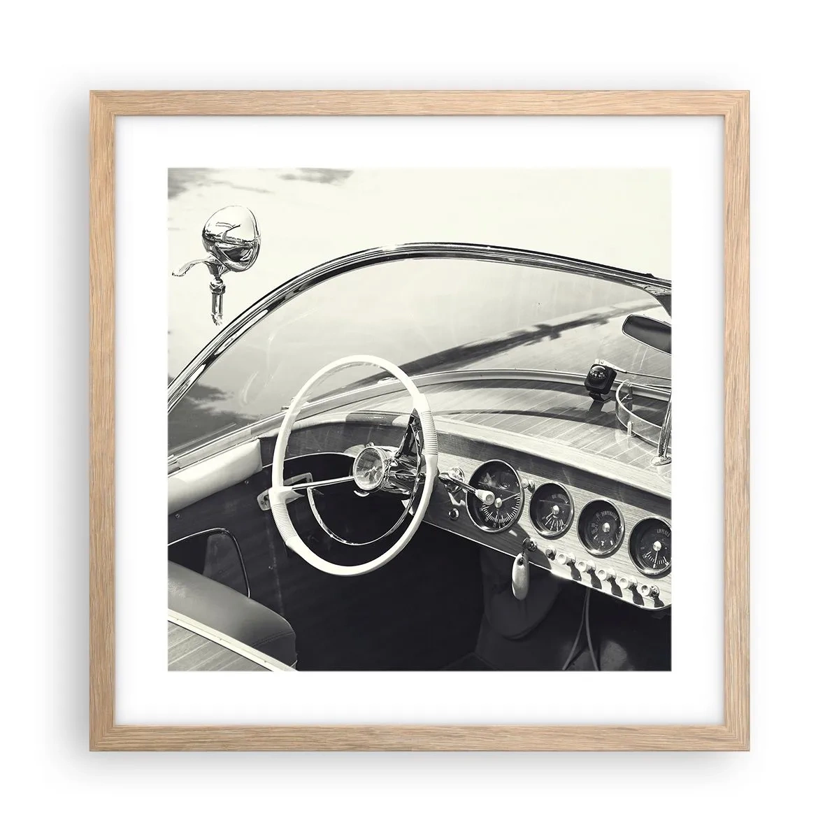 Póster en marco roble claro - Tiempo para los ricos - 40x40 cm