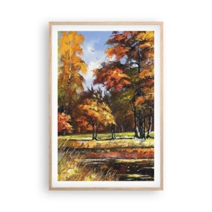 Póster en marco roble claro - Paisaje en dorado y marrón - 61x91 cm