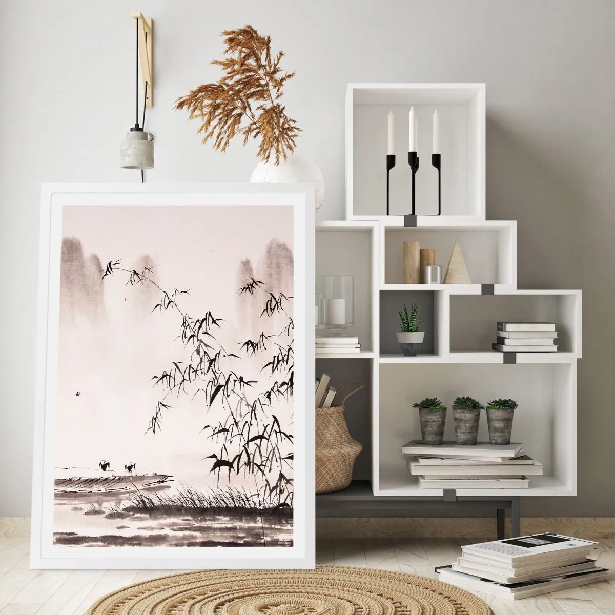 Póster en marco blanco - El silencio de los arrozales - 40x50 cm