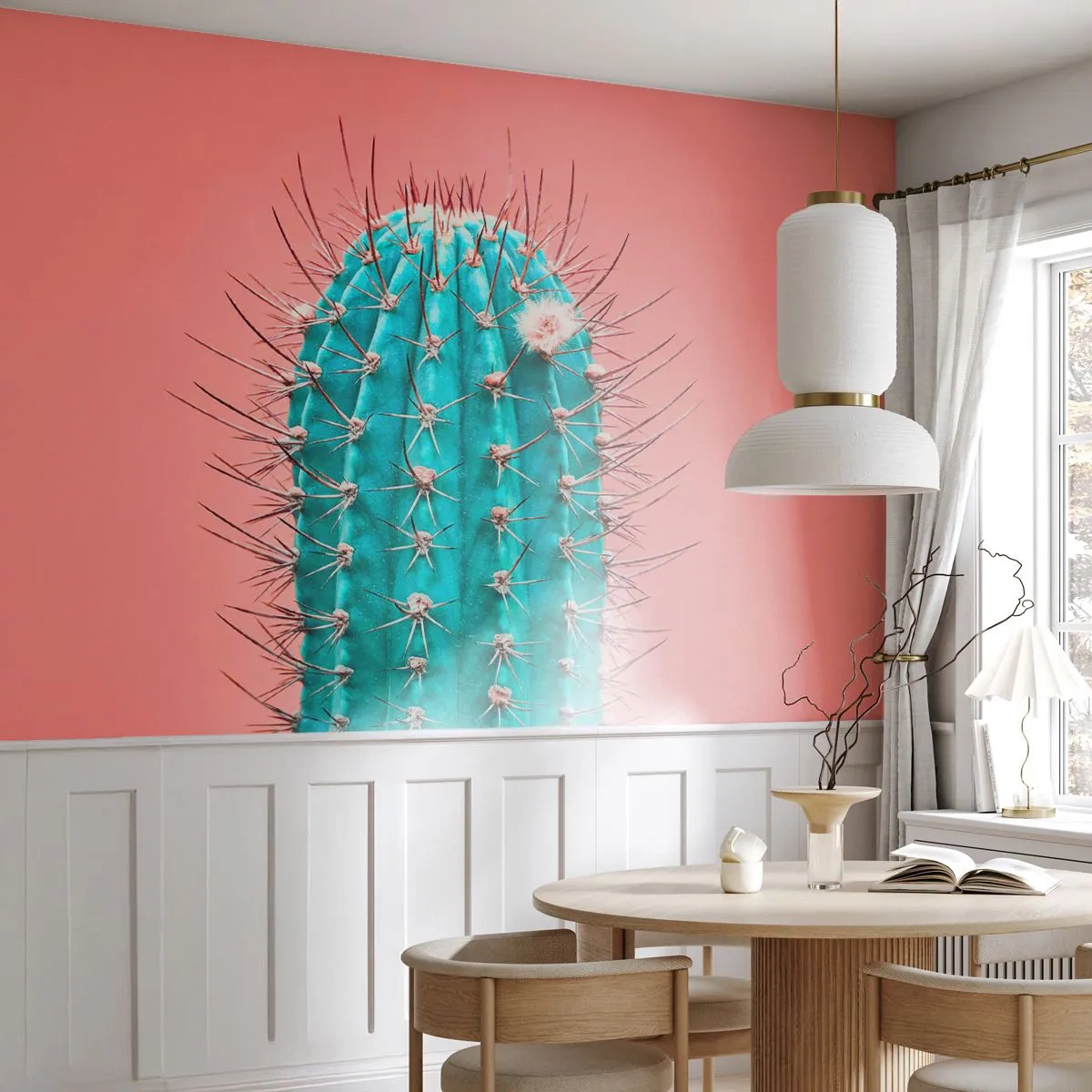 Fotomural Autadhesivo Deluxe Sticker - Se mira, pero no se toca - Cactus, Pastel, Minimalismo - 250x175 cm