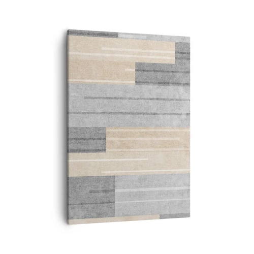Cuadro sobre lienzo - Impresión de Imagen - Composición geométrica en tonos grises y beige. - 50x70cm - Composición: sostener la vertical - Decoración de pared moderna para salón y dormitorio ARTTOR
