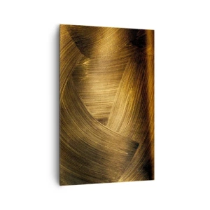 Cuadro sobre lienzo - Impresión de Imagen - Pinceladas abstractas doradas - 80x120cm - En un laberinto de oro - Decoración de pared moderna para salón y dormitorio ARTTOR