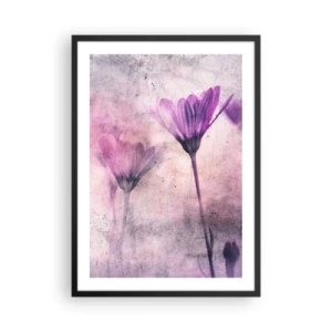 Póster en marco negro - Delicadas flores en tonos rosa y morado sobre un fondo claro. - 50x70cm - Sueño de flores - Decoración de pared moderna para salón y dormitorio ARTTOR