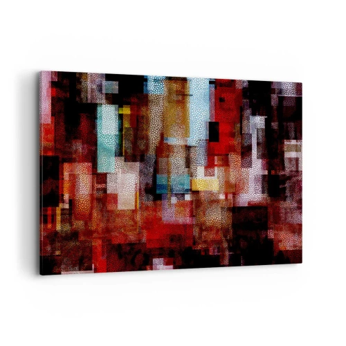 Cuadro sobre lienzo - Impresión de Imagen - Abstracción geométrica en intensos tonos rojos. - 120x80cm - Confusión y desconcierto - Decoración de pared moderna para salón y dormitorio ARTTOR