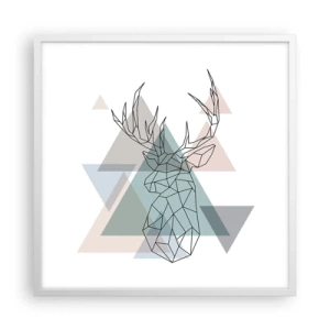 Póster en marco blanco - En un bosque geométrico - 60x60 cm