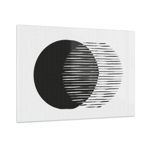 Cuadro sobre vidrio - Impresiones sobre Vidrio - Una forma minimalista de dos círculos que se intersecan. - 100x70cm - Su alter ego - Decoración de pared moderna para salón y dormitorio ARTTOR