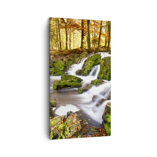 Cuadro sobre lienzo - Impresión de Imagen - Atravesando el bosque otoñal - 45x80 cm