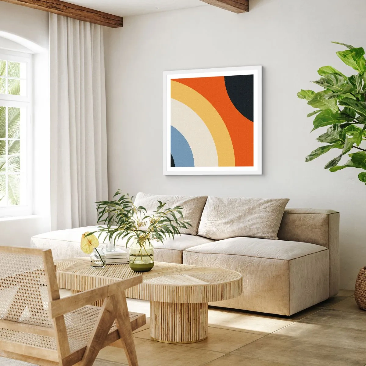 Póster en marco blanco - Círculo sobre círculo - 30x30 cm