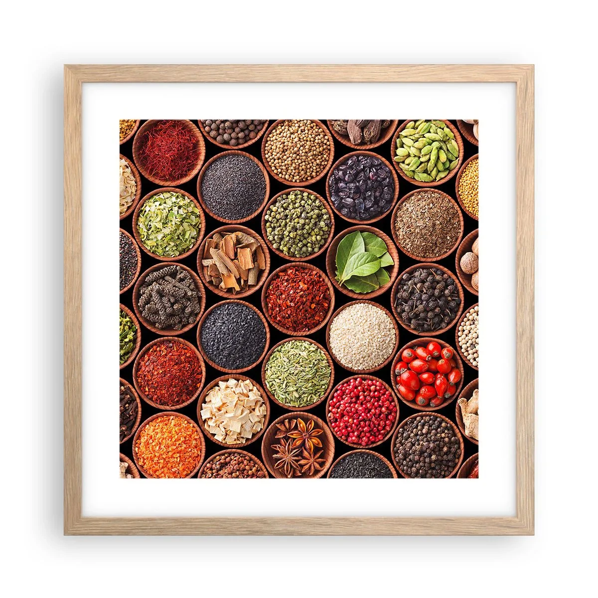 Póster en marco roble claro - Todos los sabores del mundo - 40x40 cm