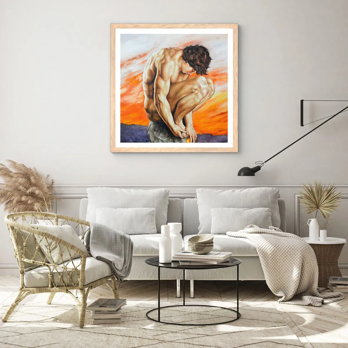 Póster en marco roble claro - Sumergido en sí mismo - 40x40 cm