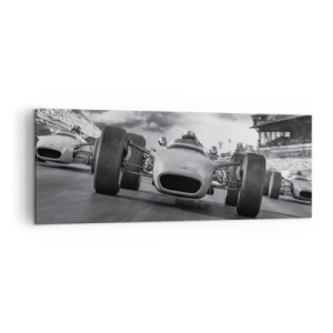 Cuadro sobre lienzo - Impresión de Imagen - Carrera de coches clásicos en movimiento - 140x50cm - ¡Hay poder! - Decoración de pared moderna para salón y dormitorio ARTTOR