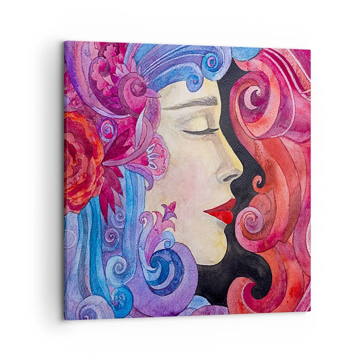 Cuadro sobre lienzo - Impresión de Imagen - Inspiración en rojo y violeta - 50x50 cm