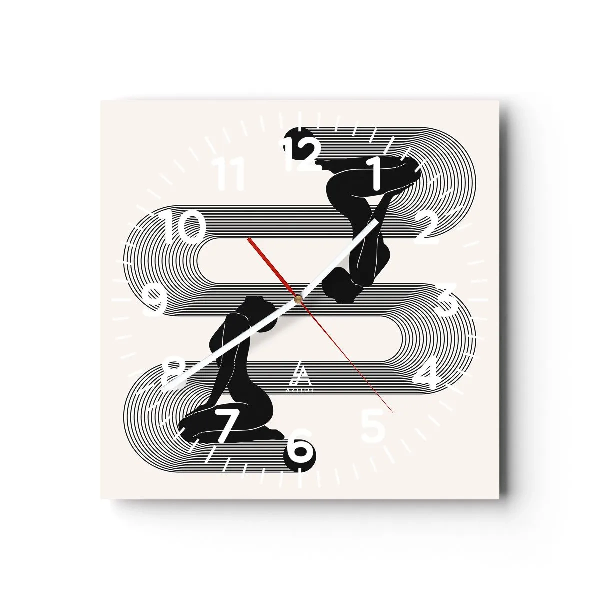 Reloj de pared - Reloj de vidrio - Simetría sensual - 30x30 cm