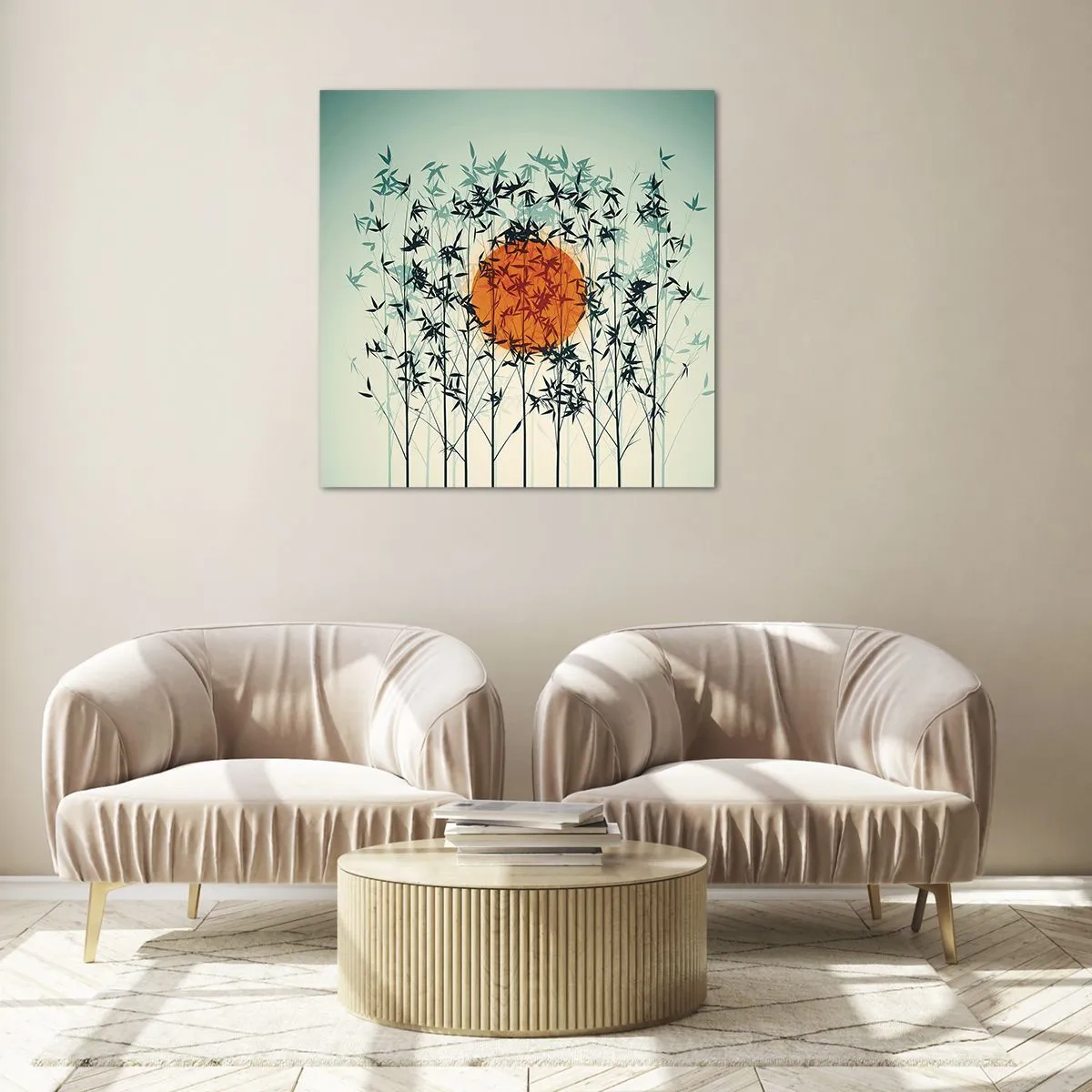 Cuadro sobre vidrio - Impresiones sobre Vidrio - El sol de Japón - 70x70 cm