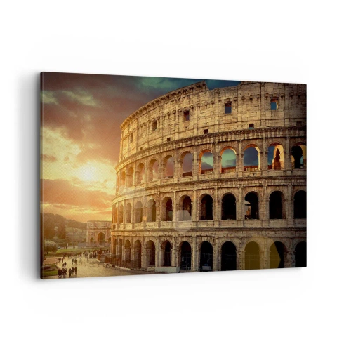 Cuadro sobre lienzo - Impresión de Imagen - El Coliseo de Roma al atardecer - 120x80cm - Una impresión colosal - Decoración de pared moderna para salón y dormitorio ARTTOR