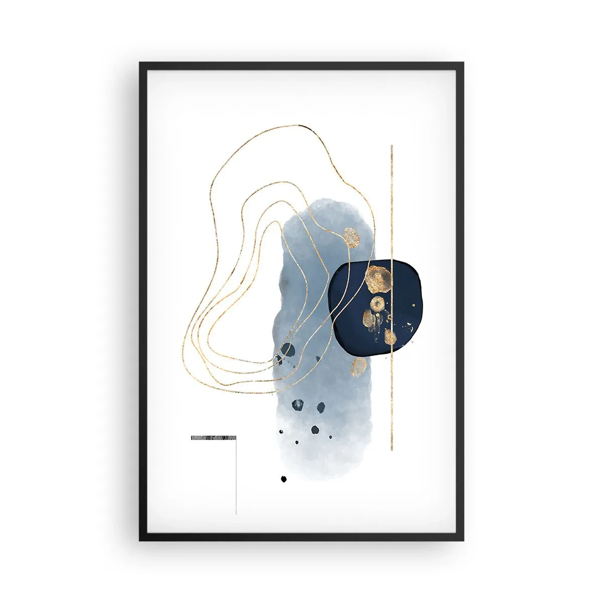 Póster en marco negro - Fantasía azul y oro - 61x91 cm