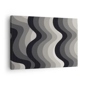 Cuadro sobre lienzo - Impresión de Imagen - Patrones ondulados en blanco y negro en tonos de gris. - 70x50cm - Ola tras ola - Decoración de pared moderna para salón y dormitorio ARTTOR