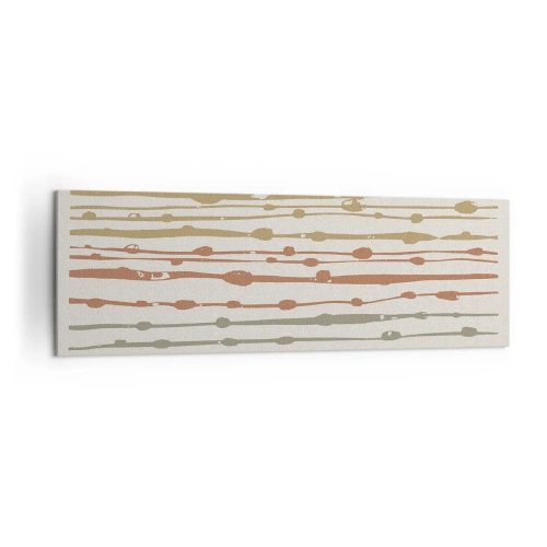 Cuadro sobre lienzo - Impresión de Imagen - Un patrón de líneas en tonos cálidos sobre un fondo claro. - 160x50cm - Composición de notas musicales - Decoración de pared moderna para salón y dormitorio ARTTOR