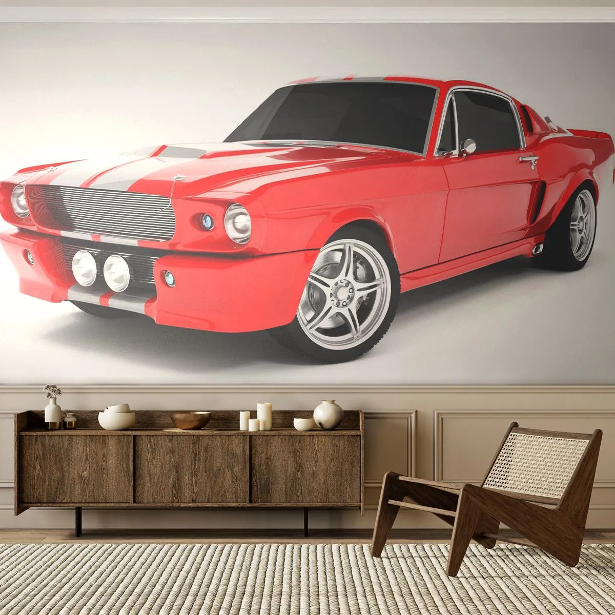 Fotomural Standard Eco - Mustang veloz como el viento - Automotor, Auto Vintage, coche mustang 1967 - 400x280 cm