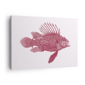 Cuadro sobre lienzo - Impresión de Imagen - Dibujo de un pez en tono rojo. - 70x50cm - Un habitante de aguas exóticas - Decoración de pared moderna para salón y dormitorio ARTTOR
