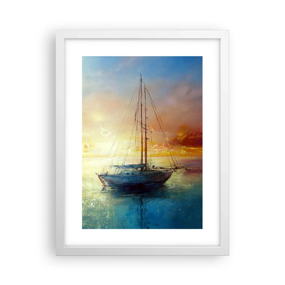 Póster en marco blanco - En una bahía dorada - 30x40 cm