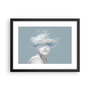 Póster en marco negro - Con la cabeza en las nubes - 40x30 cm