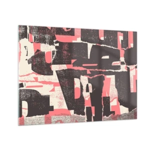 Cuadro sobre vidrio - Impresiones sobre Vidrio - Abstracción moderna en negro, rojo y beige. - 70x50cm - Todo el ajetreo - Decoración de pared moderna para salón y dormitorio ARTTOR