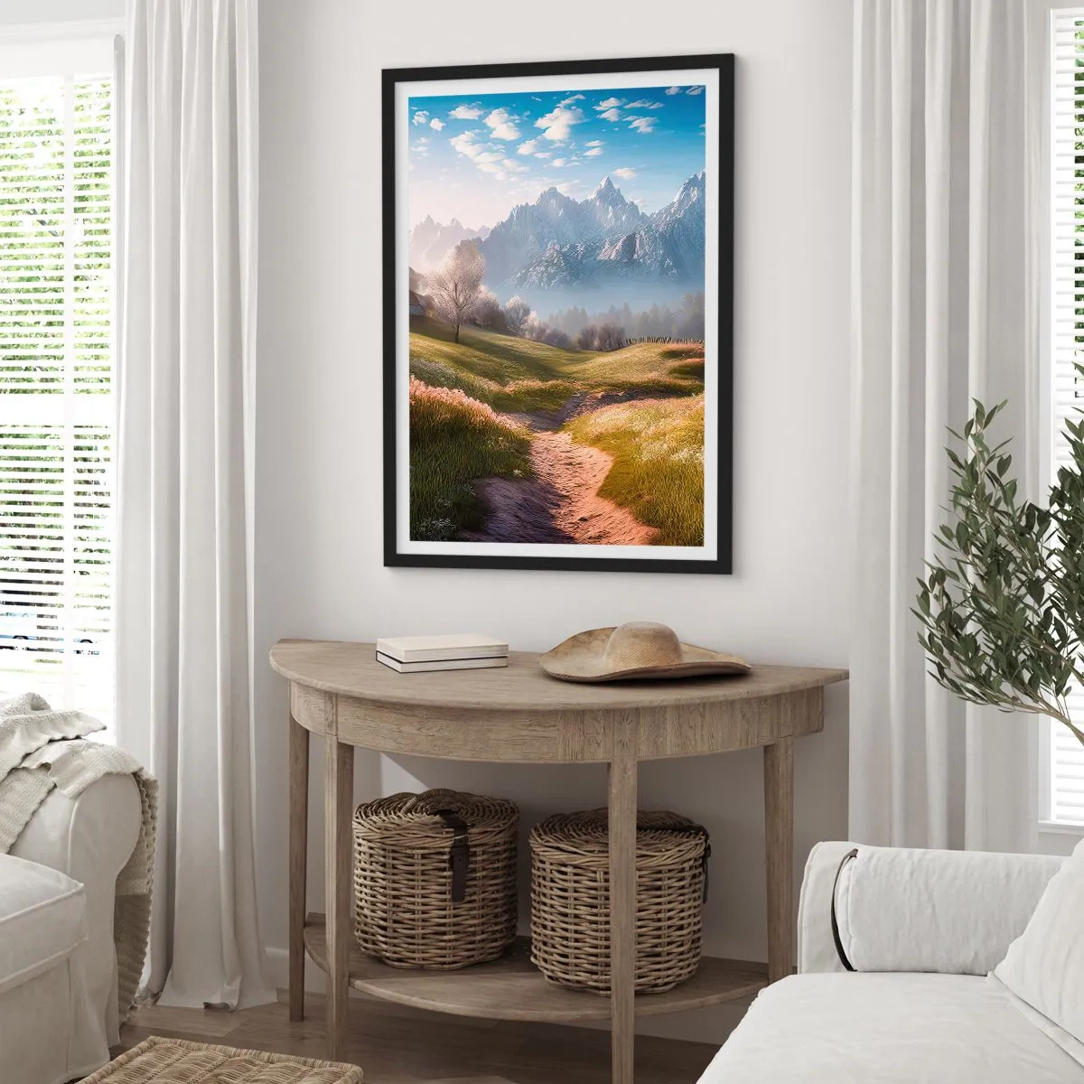 Póster en marco negro - Valle idílico - 30x40 cm