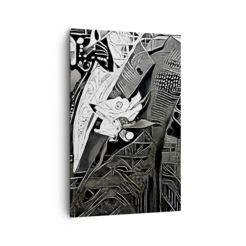 Cuadro sobre lienzo - Impresión de Imagen - Elegante abstracción de un hombre con traje en blanco y negro. - 80x120cm - Solo un hombre aparentemente gris - Decoración de pared moderna para salón y dormitorio ARTTOR