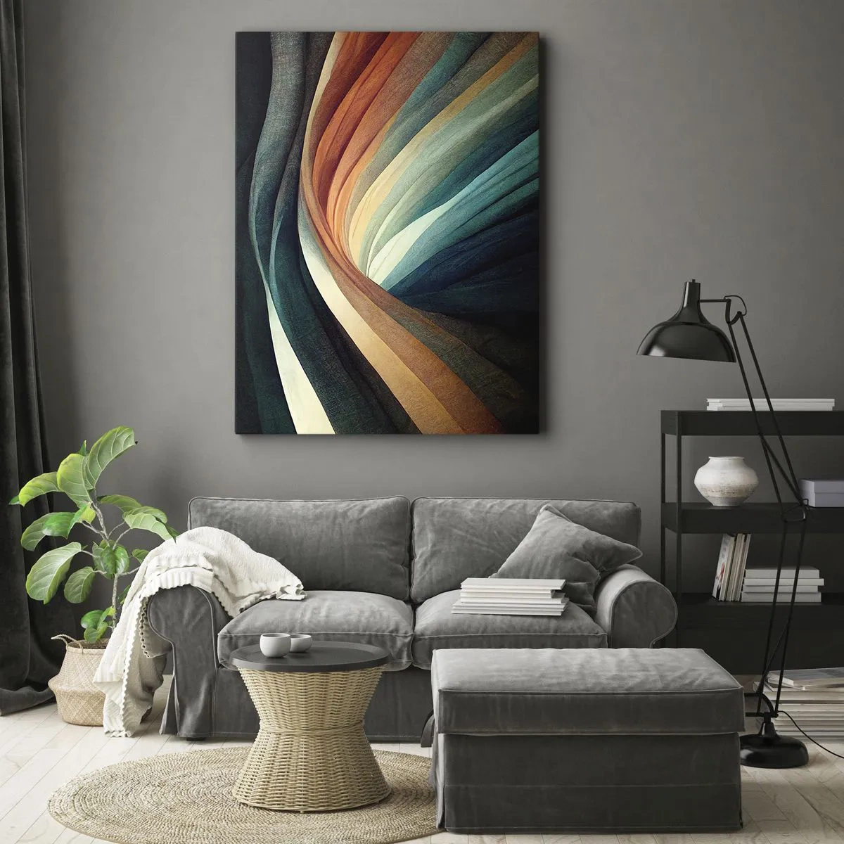 Cuadro sobre lienzo - Impresión de Imagen - Tejido de colores - 55x100 cm