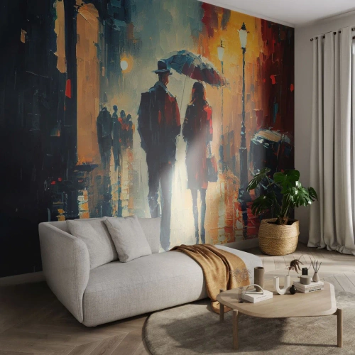 Fotomural Autadhesivo Deluxe Sticker - Historia de amor urbana - Romanticismo, Pareja, Paisaje - 100x70 cm