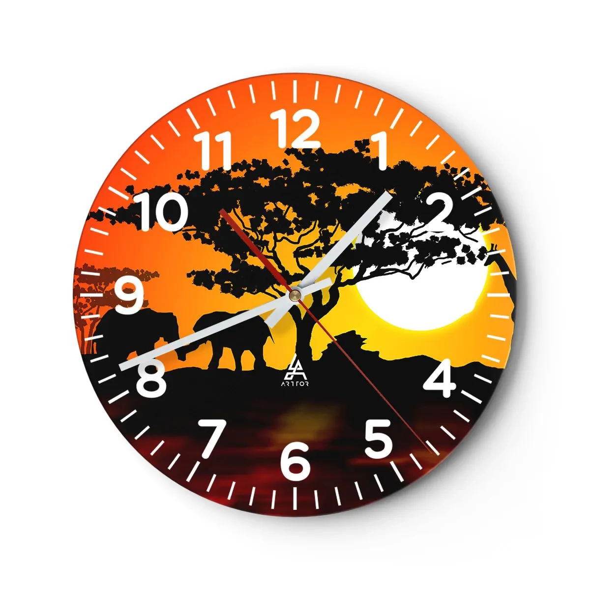 Reloj de pared - Reloj de vidrio - Reunión en la sabana - 40x40 cm