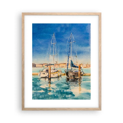 Póster en marco roble claro - Laguna soleada - 40x50 cm