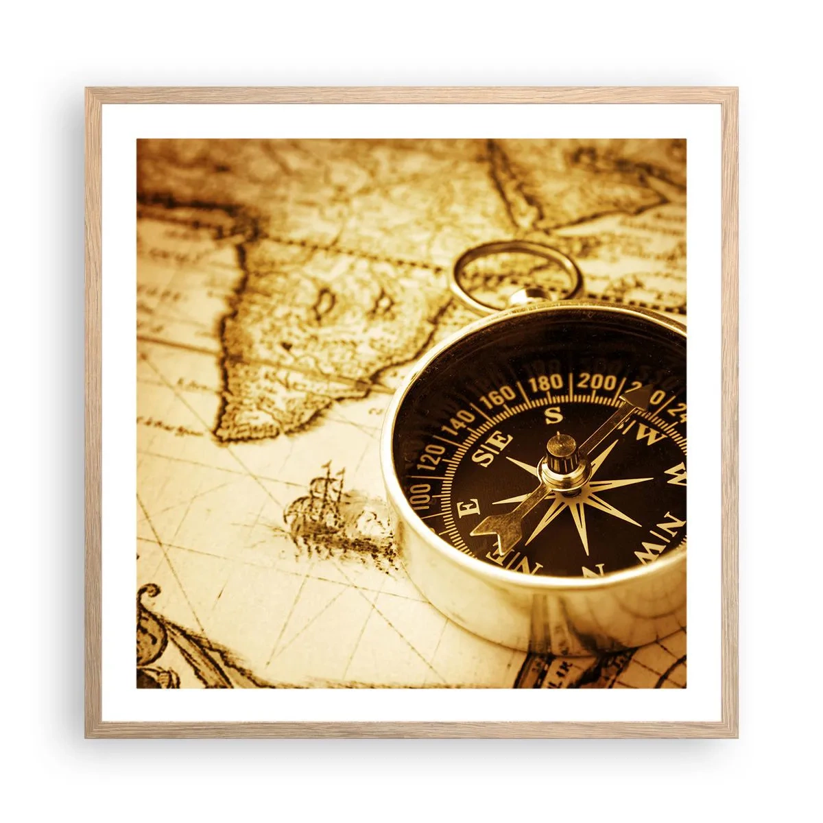 Póster en marco roble claro - ¿Este u Oeste? - 60x60 cm