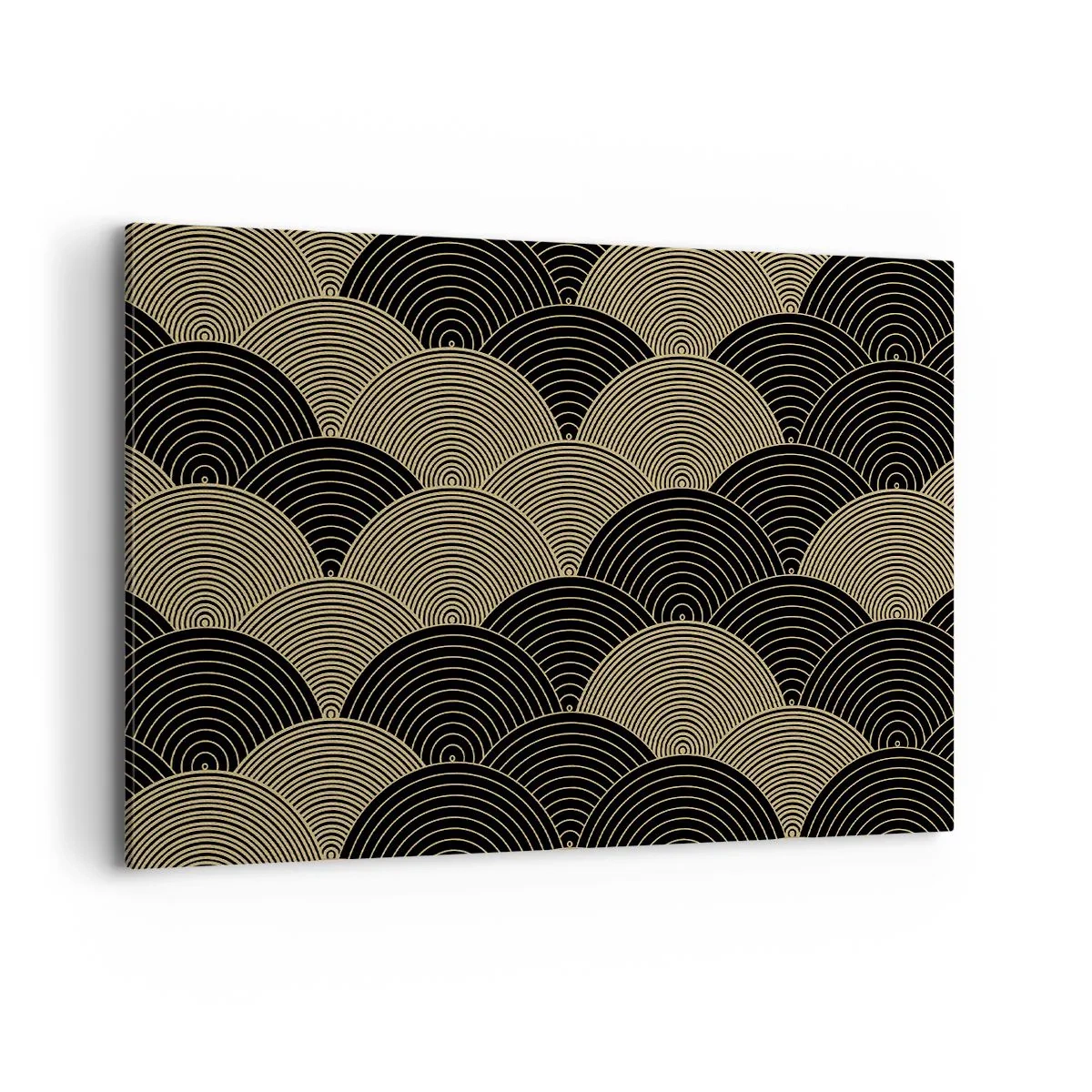 Cuadro sobre lienzo - Impresión de Imagen - Patrón Art Déco con semicírculos y líneas doradas. - 100x70cm - Multiplicación de la unidad - Decoración de pared moderna para salón y dormitorio ARTTOR