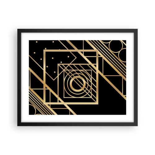Póster en marco negro - Geometría dorada - 50x40 cm