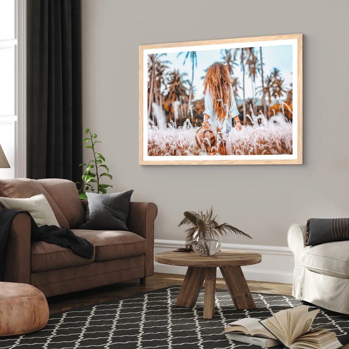 Póster en marco roble claro - Nacida en el plumón de la Tierra - 91x61 cm