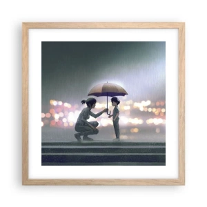 Póster en marco roble claro - Y todo está bien - 40x40 cm
