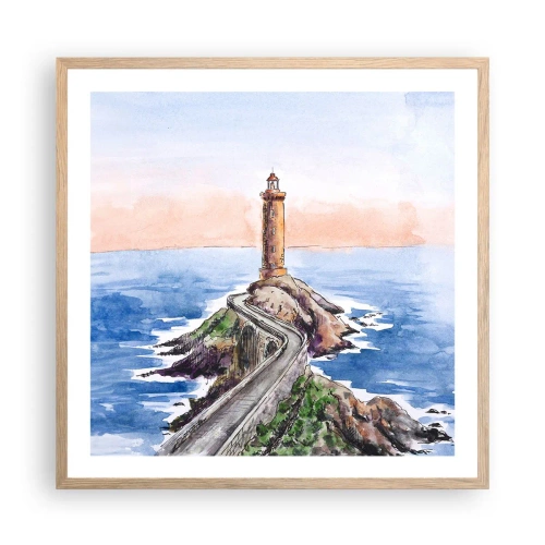 Póster en marco roble claro - Frente al mar - 60x60 cm