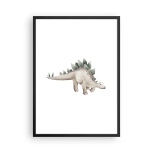 Póster en marco negro - Dinosaurio de acuarela en estilo minimalista. - 50x70cm - Un amigo de otro tiempo - Decoración de pared moderna para salón y dormitorio ARTTOR