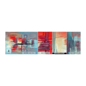 Muestra de fotomural autoadhesivo Deluxe Sticker - Paisaje en una dimensión desconocida - Abstracción, Pedazo, Moderno - 100x30 cm