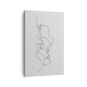 Cuadro sobre lienzo - Impresión de Imagen - Un dibujo minimalista de dos caras en una línea. - 80x120cm - El calor de los deseos lúgubres - Decoración de pared moderna para salón y dormitorio ARTTOR