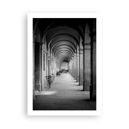 Póster - Arquitectura en blanco y negro de las arcadas - 50x70cm - Resguardo bajo los arcos - Decoración de pared moderna para salón y dormitorio ARTTOR