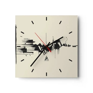 Reloj de pared - Reloj de vidrio - Abstracción minimalista con líneas negras sobre un fondo claro. - 30x30cm - Abstracción apresurada - Decoración de pared moderna para salón y dormitorio ARTTOR