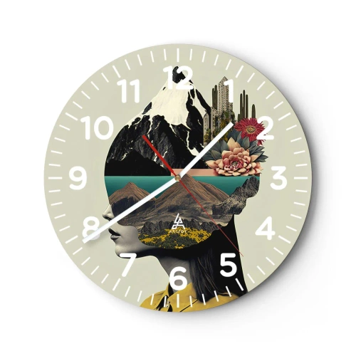 Reloj de pared - Reloj de vidrio - La mujer, siempre un misterio - 30x30 cm