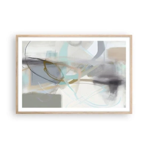 Póster en marco roble claro - Abstracción brumosa - 91x61 cm