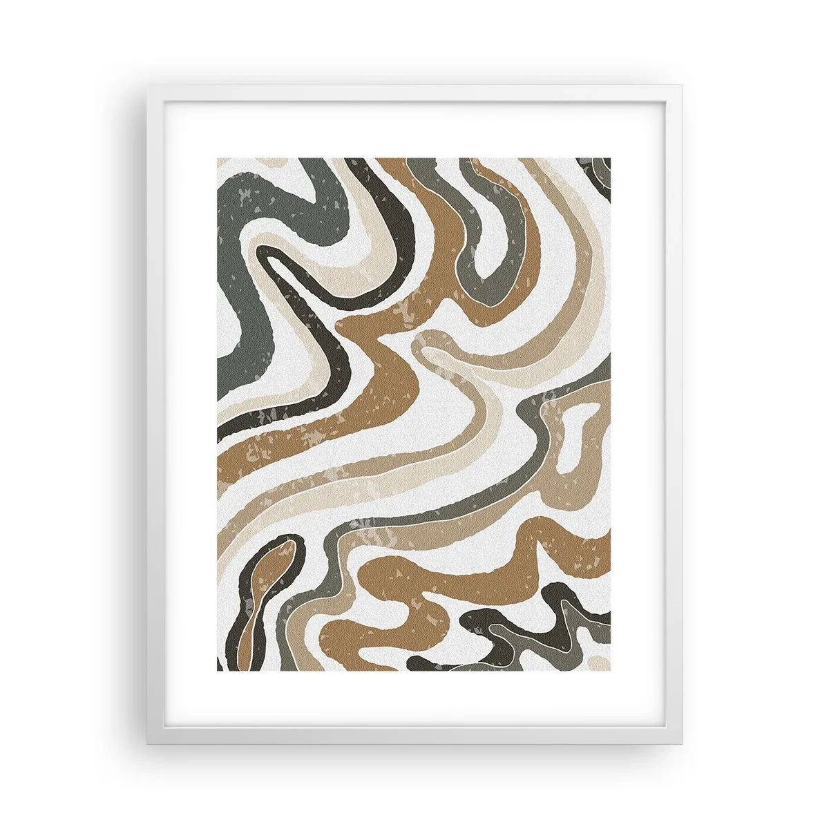 Póster en marco blanco - Meandros de colores terrosos - 40x50 cm