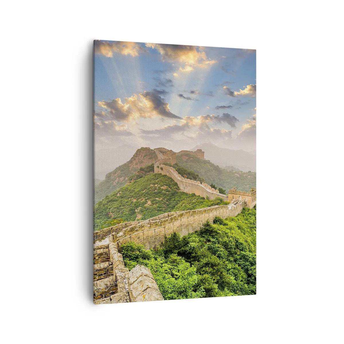 Cuadro sobre lienzo - Impresión de Imagen - La Gran Muralla China iluminada por la luz del sol en un paisaje pintoresco. - 70x100cm - Grandeza duradera - Decoración de pared moderna para salón y dormitorio ARTTOR