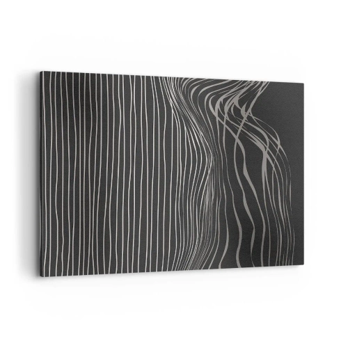 Cuadro sobre lienzo - Impresión de Imagen - Líneas blancas sobre un fondo gris oscuro en una disposición abstracta. - 120x80cm - Ritmo y acento - Decoración de pared moderna para salón y dormitorio ARTTOR